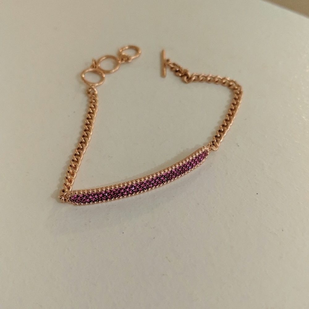 Swarovski rose gold pink stones toggle bracelet